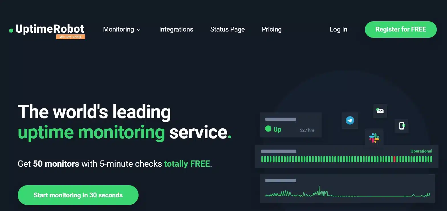 UptimeRobot Free Website Monitoring Service